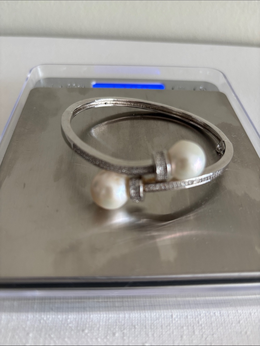 Sterling Silver Pearl Cuff Bracelet - Elegant White Pearls
